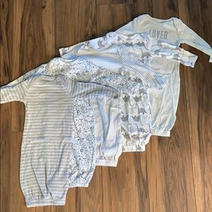 5 night gowns size 0-3 M fold over gloves baby boy